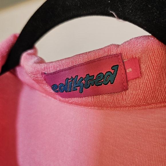 Edikted pink cutout short sleeve collar button bodycon mini dress size S US - Picture 5 of 6